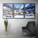 Ver imagem 3 de Quadros Premium Textura CX Alta Cidade na Neve 40x60 3Un - Moldura Preta