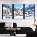 Ver imagem 4 de Quadros Premium Textura CX Alta Cidade na Neve 40x60 3Un - Moldura Preta