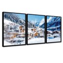 Ver imagem 1 de Quadros Premium Textura CX Alta Cidade na Neve 40x60 3Un - Moldura Preta