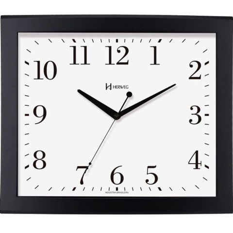 Relógio de Parede Quadrado Preto Fosco Herweg 6900 Único