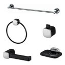 Ver imagem 2 de Kit de Banheiro 05 Peças Abs Herc Linha Tivoli Preto/cromado