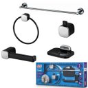 Ver imagem 1 de Kit de Banheiro 05 Peças Abs Herc Linha Tivoli Preto/cromado