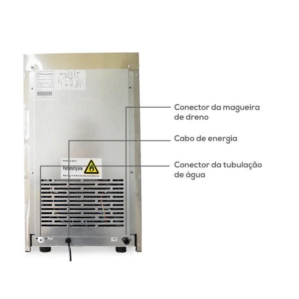 Máquina de Gelo Thermo Ice TH30 - 30kg/dia - 220V - Thermomatic – Timer - Inox – Gelo em cubo  - 13