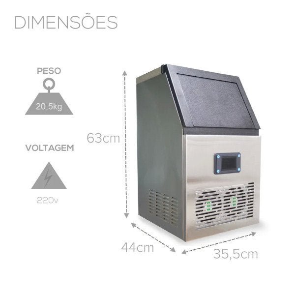 Máquina de Gelo Thermo Ice TH30 - 30kg/dia - 220V - Thermomatic – Timer - Inox – Gelo em cubo  - 8