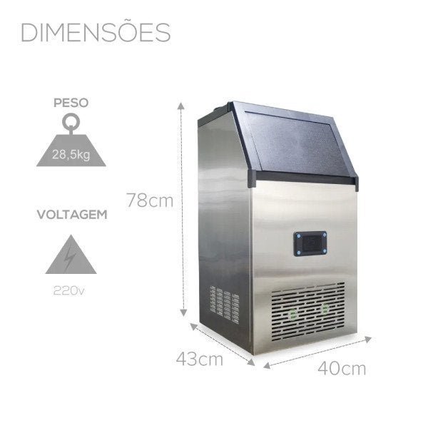 Máquina de Gelo Thermo Ice TH50 - 50kg/dia - 220V – Thermomatic – Inox – Timer - Gelo em  - 8