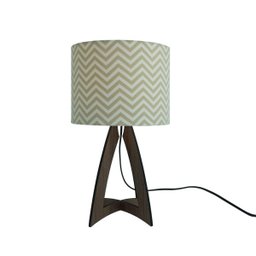 Abajur Base Madeira Marrom e Cúpula Chevron Bege - 1