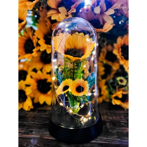 Luminária Girassóis Encantados a Bela e a Fera Grande Amor Lindo Boutique Lumi G Gir Triplo