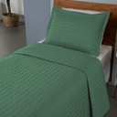 Ver imagem 3 de Combo 2 Kit Cobre Leito Colcha Monaco Solteiro Dupla Face - Verde - Branco