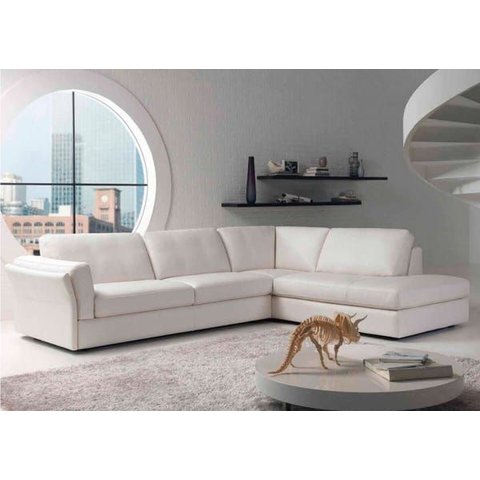 Sofá de Canto 5 Lugares em Couro Sintético Branco - Cat001