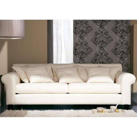 Sofá de 3 Lugares Revestimento Sarja Creme, 2,00m