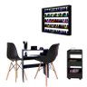 Conjunto Mesa Manicure + Porta Esmaltes Prateleira + Carrinho Auxiliar + 2 Eames Preta Cadeira AJL S - 1