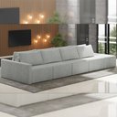 Ver imagem 1 de Sofá Ilha Modulado Milos 432cm Puff Lateral Bouclê Cinza G33 - Gran Belo