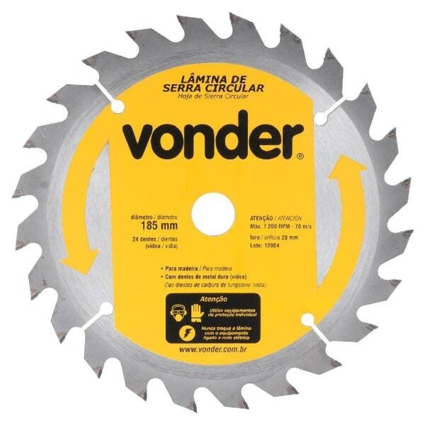 Serra Circular Vonder 185mm para Madeira 24 dentes