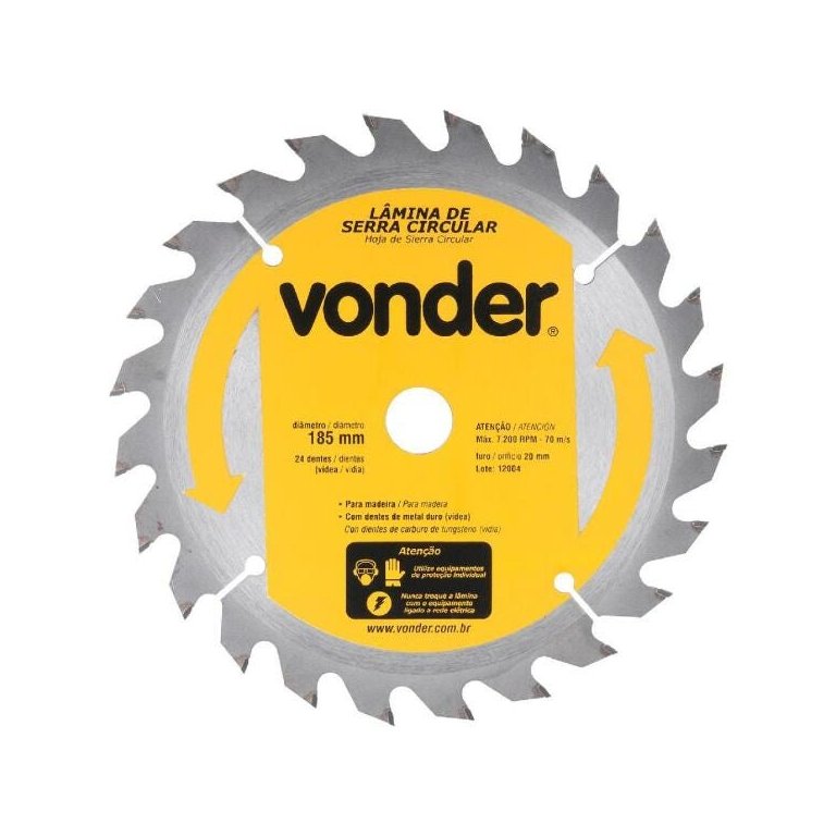 Serra Circular Vonder 185mm para Madeira 24 dentes
