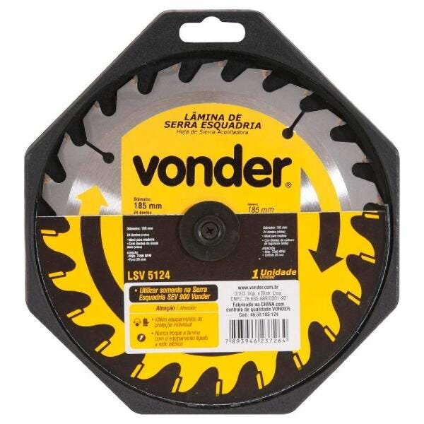 Serra Circular Vonder 185mm para Madeira 24 dentes - 2