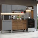 Ver imagem 1 de Armário de Cozinha Compacta 261 cm Rustic/Cinza Emilly Madesa 09