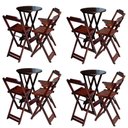Ver imagem 1 de Kit 4 Conjuntos De Mesa Bistrô Dobravel Em Madeira Maciça Com 3 Banquetas Altas - Imbuia - Marrom