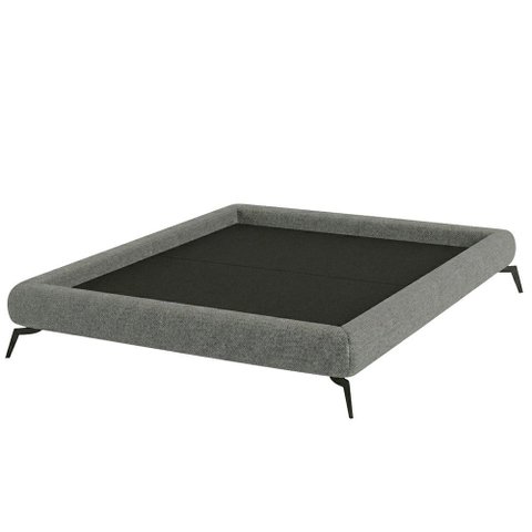 Cama King Base Box Pés Ferro 210cm Nami Linho Cinza Escuro - Nexta Casa