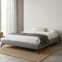 Ver imagem 3 de Cama King Base Box Pés Ferro 210cm Nami Linho Cinza Escuro - Nexta Casa