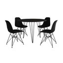 Ver imagem 6 de Mesa Jantar Redonda 110cm Preta Clips 3 Pés com 4 Cadeiras Pretas Ferro Preto - Cor: Preto