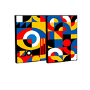 Ver imagem 1 de Quadro Decorativo Formas Geométricas Bauhaus em 2 Telas com Moldura Filete