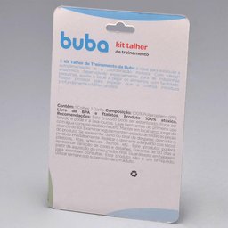 Kit Talheres de Treinamento Buba Colher e Garfo para Bebê com Escudo Limitador Rosa - 5