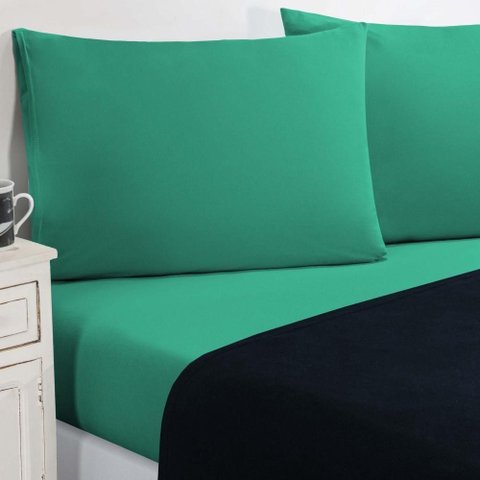Jogo de Cama Malha Lençol 100% Algodão Gran Moratta 4 Peças King - Azul Marinho-verde Jade