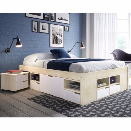 Cama Casal Multifuncional Madeira Maciça 6 Gavetas Charme Inter Link |  MadeiraMadeira