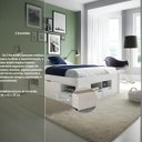 Ver imagem 5 de Cama Casal Multifuncional Madeira Maciça 6 Gavetas Charme Branco/Lavado