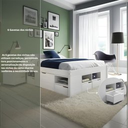 Cama Casal Multifuncional Madeira Maciça 6 Gavetas Charme - 6 Cama Casal Multifuncional Madeira Maciça 6 Gavetas Charme - 6
