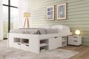 Ver imagem 1 de Cama Casal Multifuncional Madeira Maciça 6 Gavetas Charme Branco/Lavado