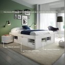 Ver imagem 3 de Cama Casal Multifuncional Madeira Maciça 6 Gavetas Charme Branco/Lavado