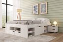 Ver imagem 1 de Cama Casal Multifuncional Madeira Maciça 6 Gavetas Charme Branco/Lavado