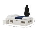 Ver imagem 4 de Cama Casal Multifuncional Madeira Maciça 6 Gavetas Charme Branco/Lavado