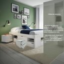 Ver mais imagens de Cama Casal Multifuncional Madeira Maciça 6 Gavetas Charme Branco/Lavado