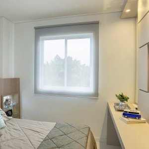 Persiana Rolo (1,60Larg. x 2,25Alt.) Tecido Tela Solar Screen Cinza - Vogaflex