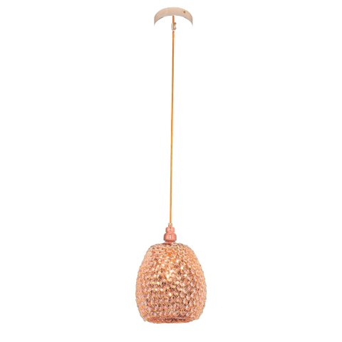 Pendente Dourado com Cristais Âmbar 20cm 1e27 Paris Luz