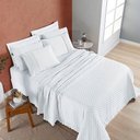 Ver imagem 4 de Kit Cobre Leito Colcha Bouclê Casal Padrão Laise Bordada Micropercal 200 Fios 3 Peças - Branco