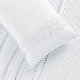 Kit Cobre Leito Colcha Bouclê Casal Padrão Laise Bordada Micropercal 200 Fios 3 Peças - Branco - 2
