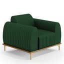 Ver imagem 1 de Poltrona Decorativa Base De Madeira Com Pés D'Ouro Molino D02 Veludo Verde Musgo C-303 - Lyam