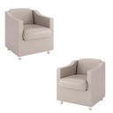 Ver imagem 1 de Kit 2 Poltronas Decorativa Reforçada Recepção Clinica Salão Courino Bege