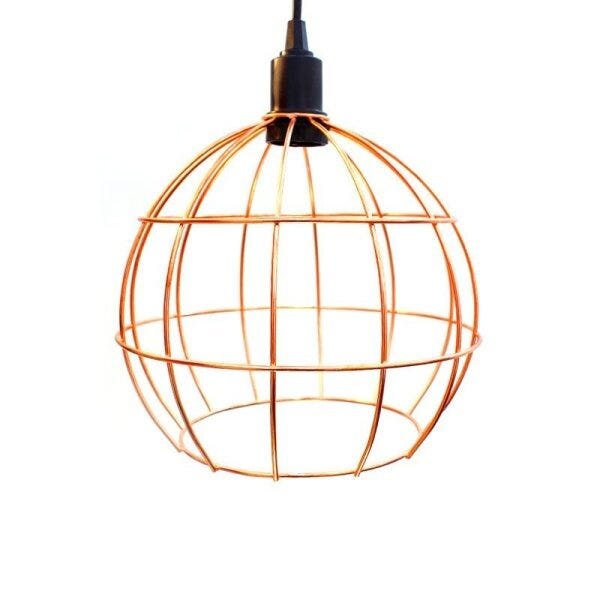 Lustre Pendente Aramado em Metal Globo-G Cobre com Fio de 1,50Mt para 1 Lâmpada E27 HT-Globo-G - 2