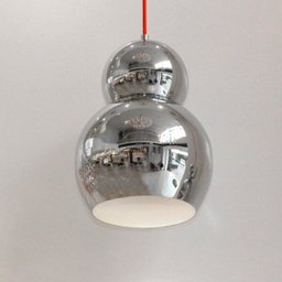 Luminária Pendente para Cabeceira de Cama, Sala de Jantar e Estar Iglu Cromada para 1 Lâmpada E- - 2