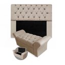 Ver imagem 1 de Kit Cabeceira Mirage + Calçadeira Baú Veneza Queen Size 160cm Suede - Ecotec Decor:Bege