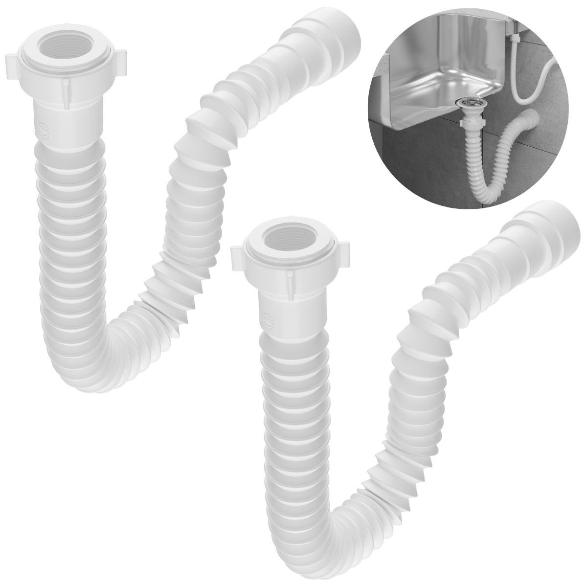 Sifão Sanfonado Universal 61cm Branco | Astra | Kit C/ 2 Un - 1