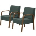 Ver imagem 1 de Kit 2 Poltronas Decorativas 1 Lugar Jade Braço Madeira D Salla Suede Verde