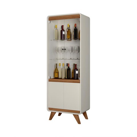 Cristaleira Decorativa Maverick MDF Nature/OffWhite - Gran Belo