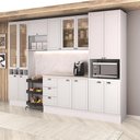 Ver imagem 1 de Cozinha Milla Living Clear 14 Portas 3 Gavetas MDF 320cm Branca Móveis Carraro