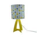 Ver imagem 1 de Abajur Base Madeira Amarela com Tecido Poás Cinza e Amarelo