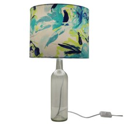 Abajur Base Garrafa Vidro e Cúpula Colorida Praia - 1